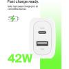 Belkin Dual Port Charger Block 42W – C to C Cable Included – USB-C + USB-A Charger Super Fast Charging – Samsung Galaxy S25, Apple iPhone 17, Air, Pro, iPad, AirPods, Nintendo Switch 2 & More – White(Includes C-Lightning Cable)