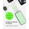Belkin Portable Charger, USB C Power Bank 20000 mAh w/ 2 USB-A Ports, 15W w/ Type-A to Type-C Cable – iPhone 17, Air, Pro, Pro Max, AirPods, Samsung Galaxy S25, S24, Google Pixel 10, iPad, etc. – Blue(Green)