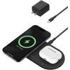 Belkin 2-in-1 Wireless Charging Pad w/ Qi2 15W + Additional USB-C Port – MagSafe-Compatible Charger, Charging Station for iPhone 16 & 15 Series, Samsung Galaxy S25 Series, AirPods, & More – White(Black)