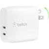 Belkin 40W Dual Port USB C Wall Charger Block – USB C Fast Charging for Apple iPhone, iPad, Samsung Galaxy Phone, & More – Programmable Power Supply Tech – Folding Prongs – White(1-Pack)