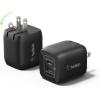 Belkin 45W Dual USB C Charger Block, Super Fast Charging PD3.0 w/ GaN Technology – Samsung Galaxy S25, Apple iPhone 17, Air, Pro, Pro Max, iPad, MacBook, AirPods, Nintendo Switch 2 & More – White(45W Black 2-pack)