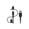Belkin BoostCharge 3-in-1 USB-A to USB-C, Lightning, Micro-USB Charging Cable (1M/3.3ft) for iPhone 16, iPhone 16 Pro, iPad, Galaxy S25, S24, Pixel, Nintendo Switch 2 & More – Black(Cable)