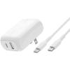 Belkin Dual Port Charger Block 42W – C to C Cable Included – USB-C + USB-A Charger Super Fast Charging – Samsung Galaxy S25, Apple iPhone 17, Air, Pro, iPad, AirPods, Nintendo Switch 2 & More – White(Includes C-C Cable)
