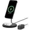Belkin MagSafe 2-in-1 Wireless Charging Stand for Apple iPhone 16, iPhone 15, iPhone 14, & iPhone 13 Series & AirPods – MagSafe Fast Charging Station for Multiple Devices – White(Black)