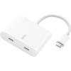 Belkin USB C Splitter – Dual Port Hub – 1 x USB-C 3.2 Gen2 Port & 1 x 100W PD Port – Simultaneous Data Transfer & iPhone Charger Fast Charging – Apple iPhone 17, iPad, Nintendo Switch 2 & More – White