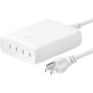 Belkin 4-Port USB C Charger Block 200W – GaN Charger USB-C PD 3.1 Fast Charge + 5ft Power Cord – MacBook, Apple iPhone 17, iPad, Samsung Galaxy S25, Google Pixel 10, Nintendo Switch 2 & More – White