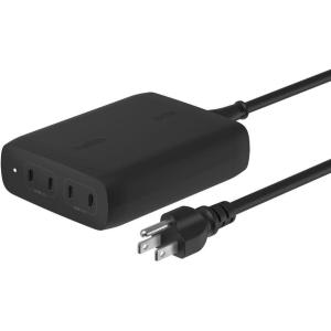 Belkin 4-Port USB C Charger Block, 200W GaN Multi-Port Charger USB-C PD 3.1 Fast Charge + 5ft Power Cord – MacBook, iPhone 17, Air, iPad, Galaxy S25, Google Pixel 10, Nintendo Switch 2 – Black(Black)