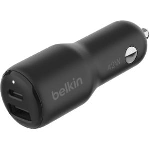 Belkin BoostCharge 42-Watt Dual Port Fast Car Charger w/30W USB-C & 12W USB-A Ports for iPhone 16, 16 Pro, Galaxy S25, S24, Pixel 9 & 8, Nintendo Switch 2 & More – Black(Car Charger)
