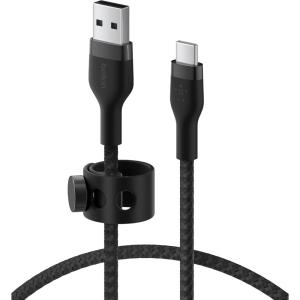 Belkin BoostCharge Pro Flex Braided USB-C to USB-A (2M/6.6ft) Fast Charging Cable USB-IF Certified for iPhone 17, iPhone 17 Pro, iPad Pro, Galaxy S25, S24, Pixel, Nintendo Switch 2 & More – Black(Braided 3.3 ft)