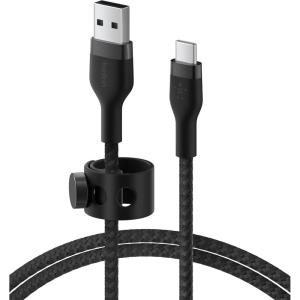 Belkin BoostCharge Pro Flex Braided USB-C to USB-A (2M/6.6ft) Fast Charging Cable USB-IF Certified for iPhone 17, iPhone 17 Pro, iPad Pro, Galaxy S25, S24, Pixel, Nintendo Switch 2 & More – Black(Braided 6.6 ft)