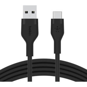 Belkin BoostCharge Pro Flex Braided USB-C to USB-A (2M/6.6ft) Fast Charging Cable USB-IF Certified for iPhone 17, iPhone 17 Pro, iPad Pro, Galaxy S25, S24, Pixel, Nintendo Switch 2 & More – Black(Silicone 6.6 ft)