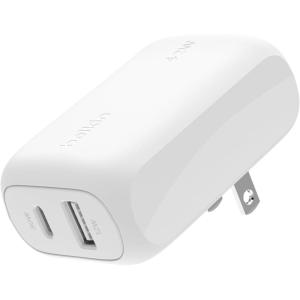 Belkin Dual Port Charger Block 42W – C to C Cable Included – USB-C + USB-A Charger Super Fast Charging – Samsung Galaxy S25, Apple iPhone 17, Air, Pro, iPad, AirPods, Nintendo Switch 2 & More – White(Standalone)