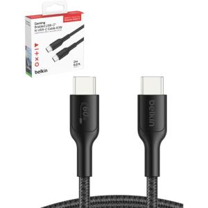 Belkin Gaming Dual USB C Charger Block for Nintendo Switch 2 and Pro Controller w/ 65W GaN Fast Charging – Apple iPhone 17, iPad, MacBook, AirPods, Samsung Galaxy S25, Google Pixel 10 & More – Black(Charging Cable)