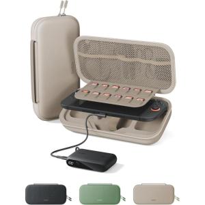 Belkin Nintendo Switch 2 Case w/Integrated 10,000mAh Power Bank Charger, Portable Hard Shell Protective Carrying Case with Pockets for AirTag, Game Cartridges for Travel – Sand(Sand)