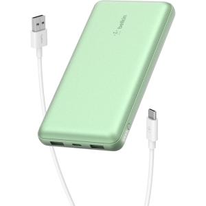 Belkin Portable Charger, USB C Power Bank 20000 mAh w/ 2 USB-A Ports, 15W w/ Type-A to Type-C Cable – iPhone 17, Air, Pro, Pro Max, AirPods, Samsung Galaxy S25, S24, Google Pixel 10, iPad, etc. – Blue(Green)