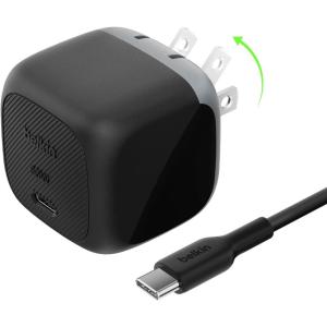 Belkin USB C Charger Block 65W, Super Fast Charging Block, Type C Wall Charger – Apple iPhone 17, Air, Pro, Galaxy S25, Google Pixel 10, MacBook, AirPods, Chromebook, Nintendo Switch 2 & More – Black(Single Pack + USB-C Cable)