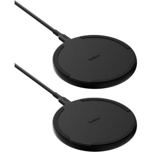 Belkin Wireless Charging Pad 15W – Qi Charger, Charging Station for Apple iPhone 17, iPhone 16/15/14 Series, AirPods, Samsung Galaxy S25, Galaxy S24, Pixel – 5ft Cable Included – Black(15W 2-pack (NEW Version))