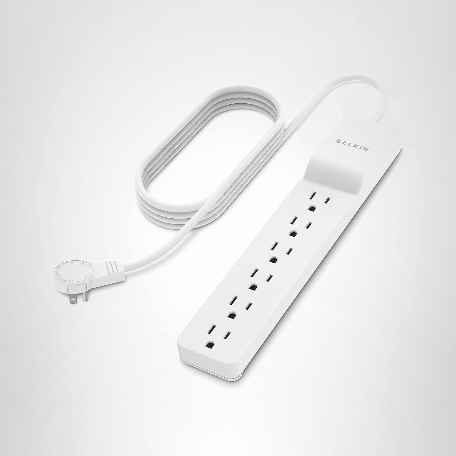 imageBelkin 6Outlet Surge Protector Power Strip 6ft Cord 360 Rotating Plug 1080 Joules Protection8 ft