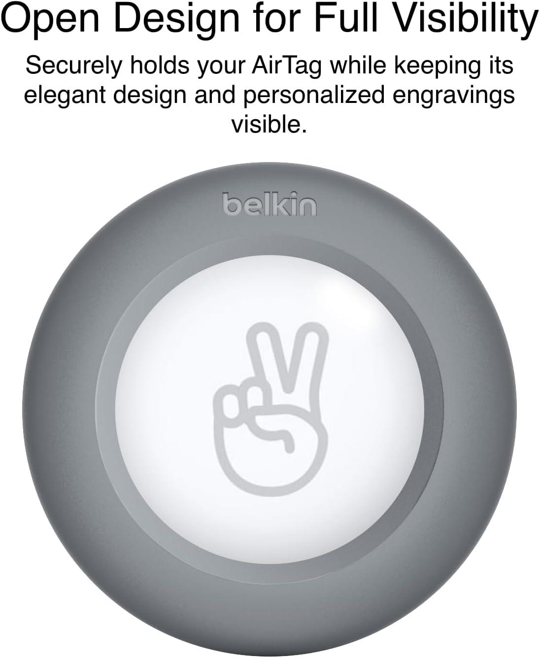 imageBelkin Apple AirTag Case with Clip Secure Holder Protective Case with Key Fob Key Ring Accessories with Scratch Protection Dark Greydarkgray