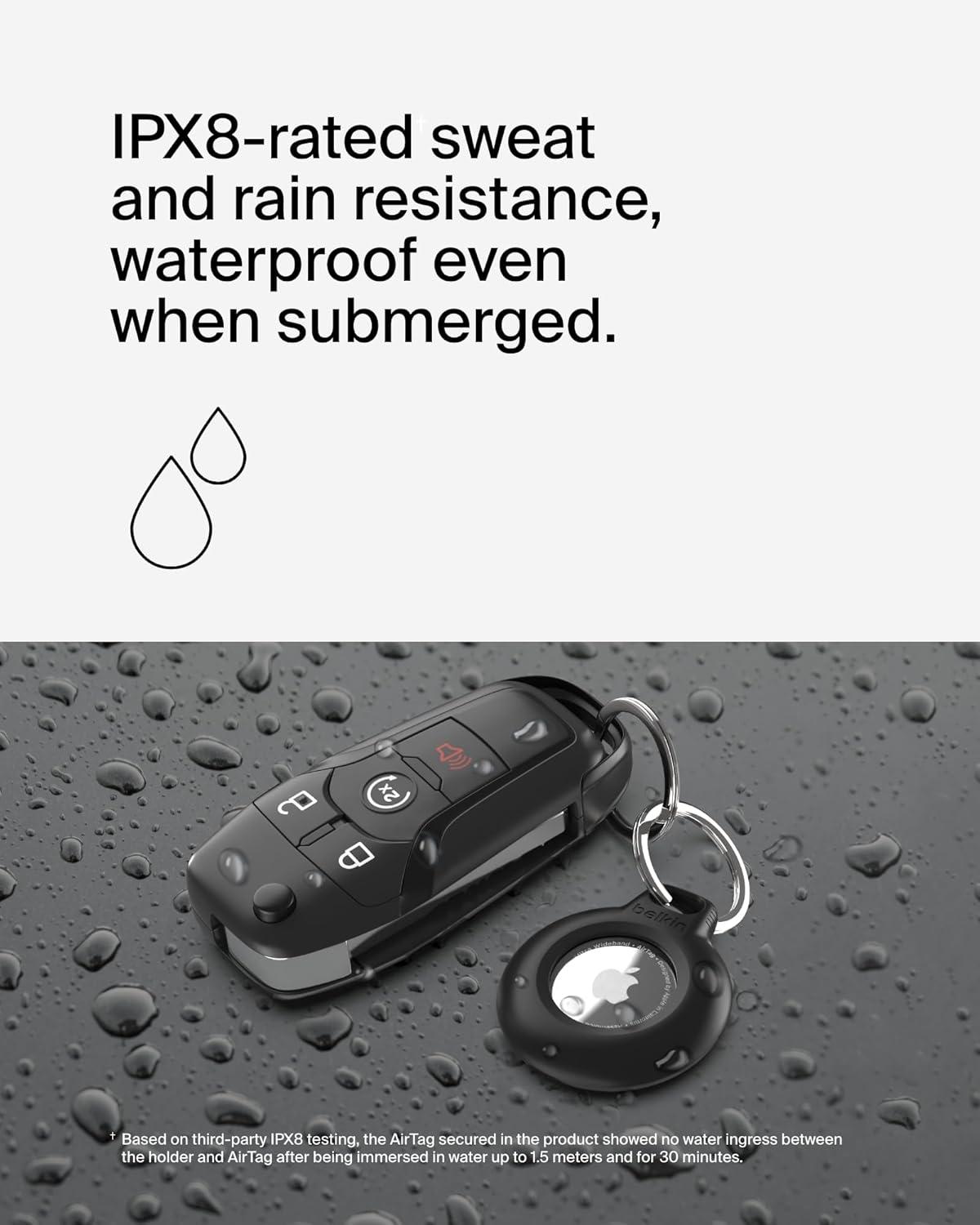 imageBelkin Apple AirTag Secure Holder with Key Ring Durable Scratch Resistant Case With Open Face amp Raised Edges Protective AirTag Keychain Accessory For Keys Pets Luggage Backpacks 2 Count BlackBlack