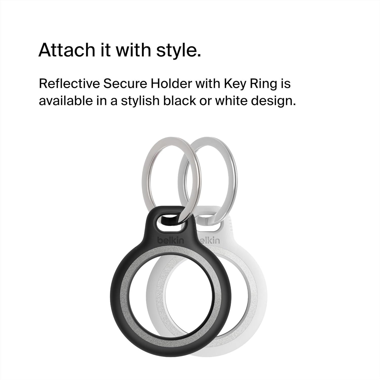 imageBelkin Apple AirTag Secure Holder with Key Ring Durable Scratch Resistant Case With Open Face amp Raised Edges Protective AirTag Keychain Accessory For Keys Pets Luggage Backpacks 2 Count BlackBlack