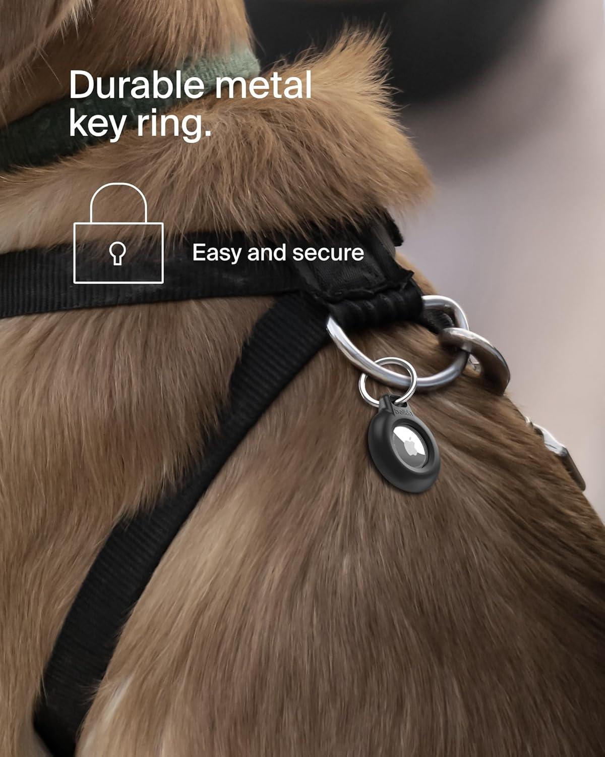 imageBelkin Apple AirTag Secure Holder with Key Ring Durable Scratch Resistant Case With Open Face amp Raised Edges Protective AirTag Keychain Accessory For Keys Pets Luggage Backpacks 2 Count BlackBlack