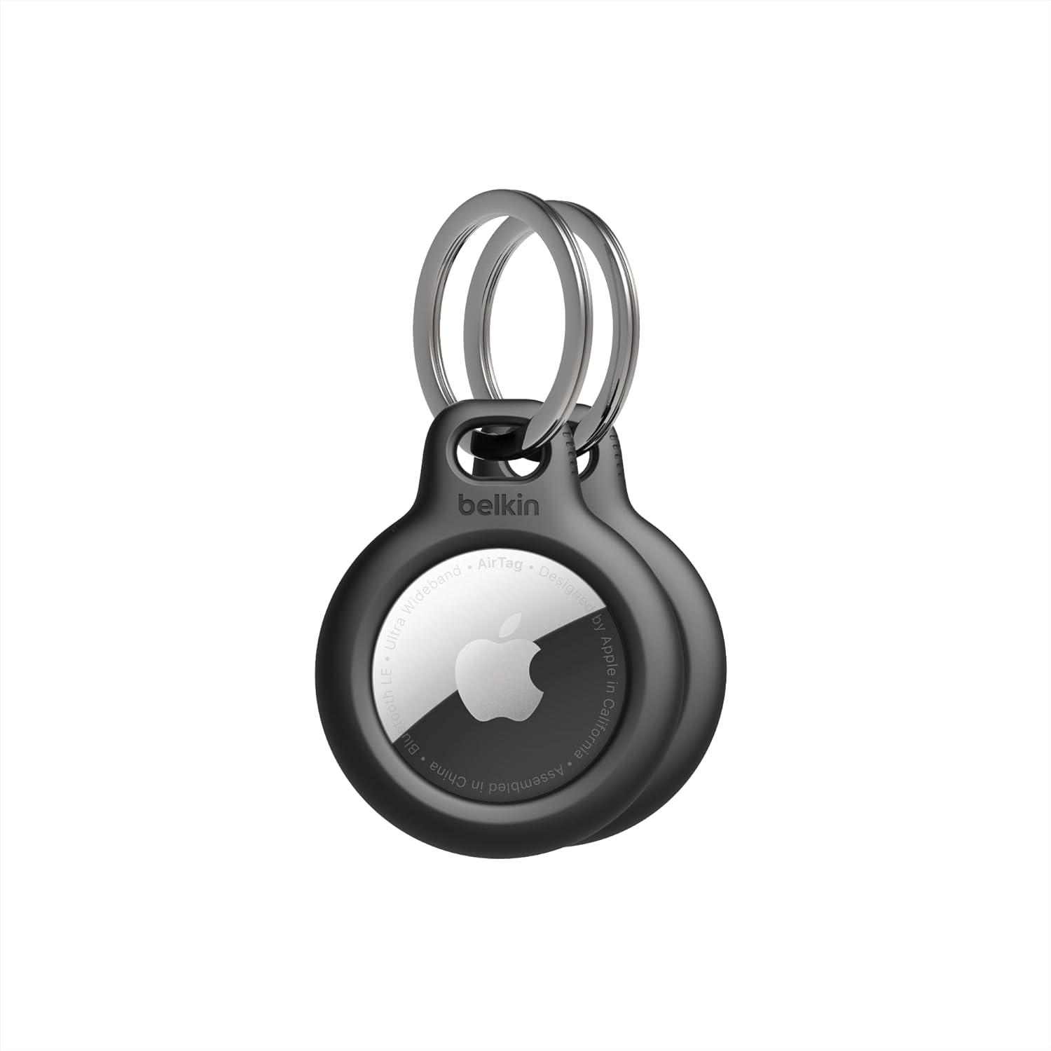imageBelkin Apple AirTag Secure Holder with Key Ring Durable Scratch Resistant Case With Open Face amp Raised Edges Protective AirTag Keychain Accessory For Keys Pets Luggage Backpacks 2 Count BlackBlack