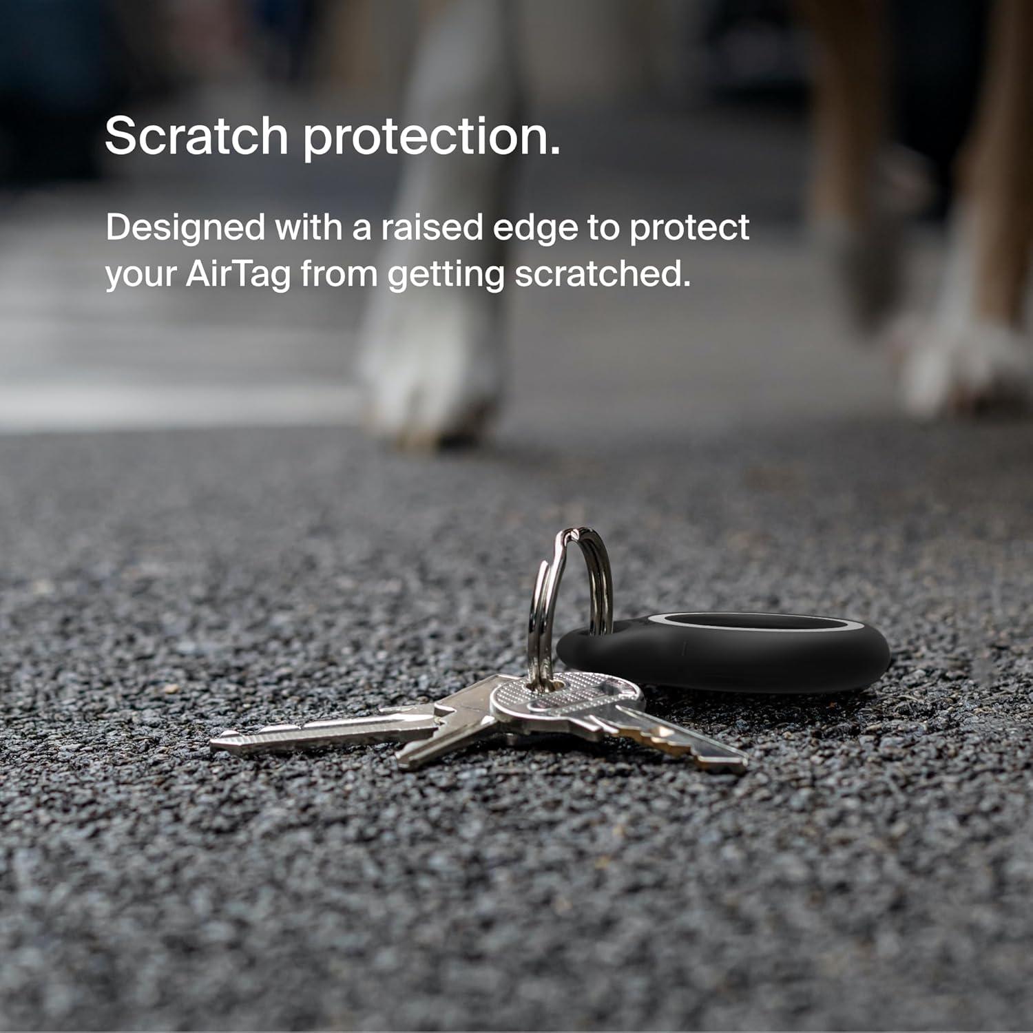 imageBelkin Apple AirTag Secure Holder with Key Ring Durable Scratch Resistant Case With Open Face amp Raised Edges Protective AirTag Keychain Accessory For Keys Pets Luggage Backpacks 2 Count BlackBlack