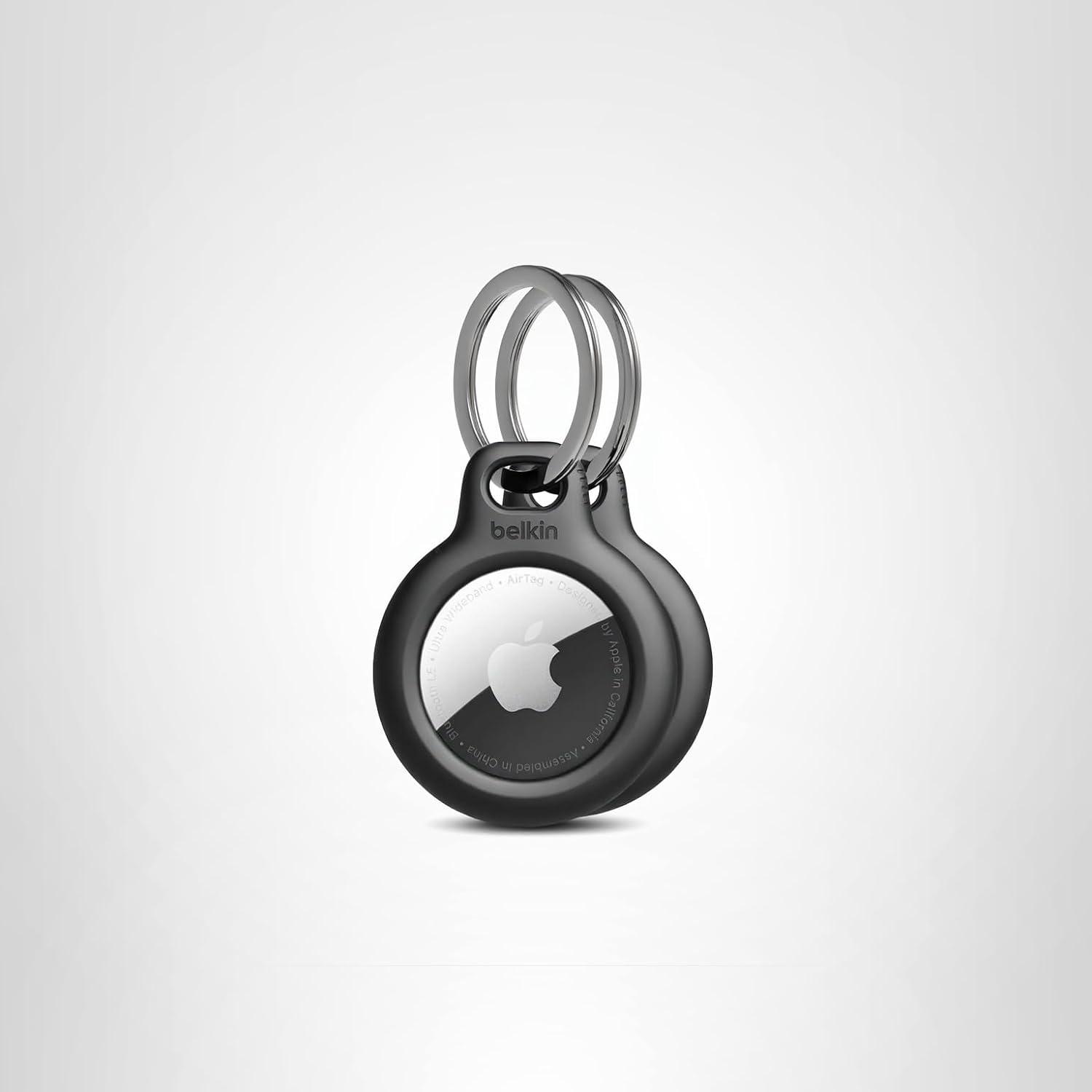 imageBelkin Apple AirTag Secure Holder with Key Ring Durable Scratch Resistant Case With Open Face amp Raised Edges Protective AirTag Keychain Accessory For Keys Pets Luggage Backpacks 2 Count BlackBlack