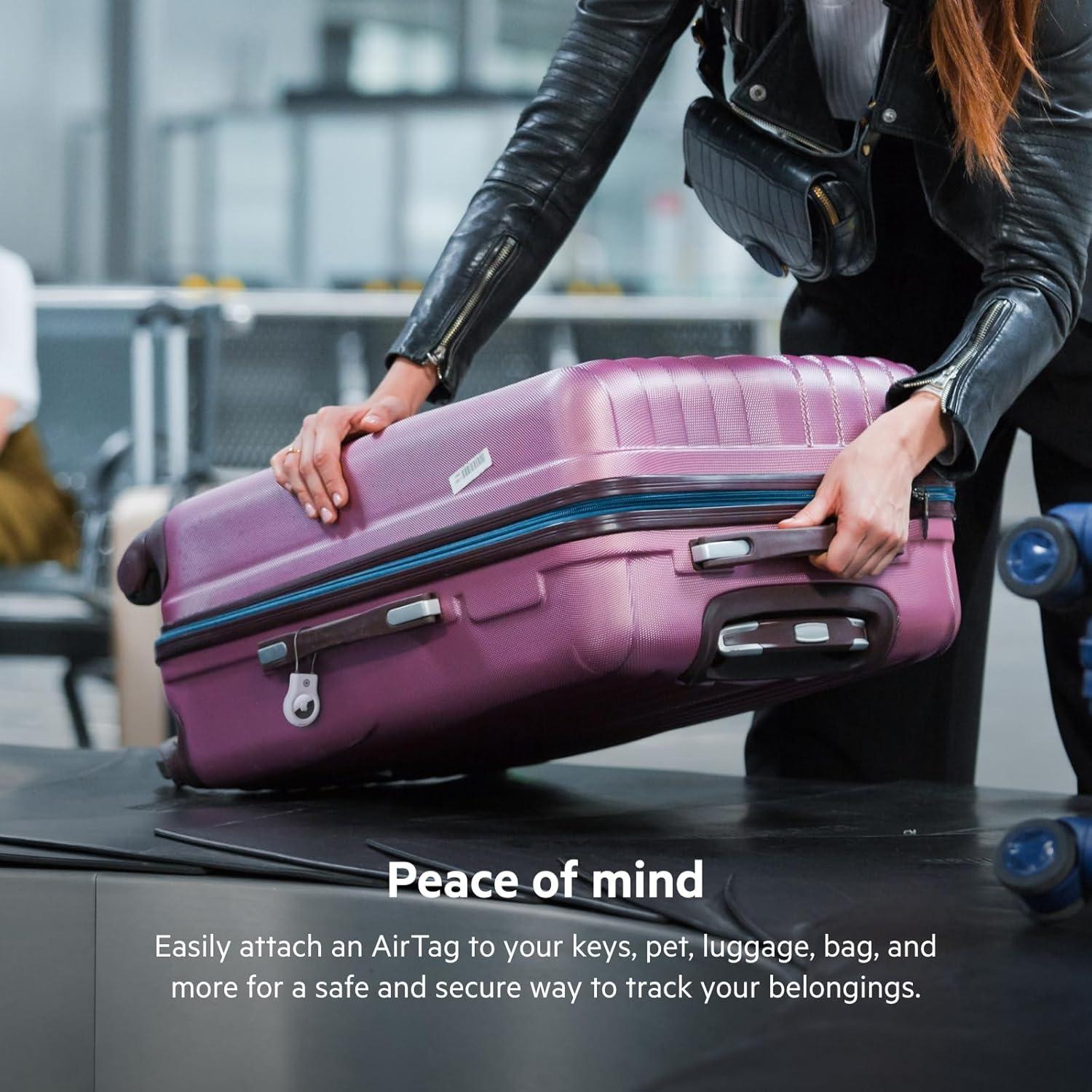 imageBelkin Apple AirTag Secure Holder with Key Ring Durable Scratch Resistant Case with Open Face amp Raised Edges Protective AirTag Keychain Accessory for Keys Pets Luggage Backpacks 4Pack BlackBlackWhite