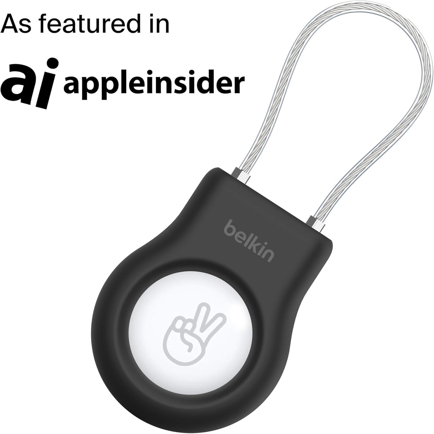 imageBelkin Apple AirTag Secure Holder with Key Ring Durable Scratch Resistant Case with Open Face amp Raised Edges Protective AirTag Keychain Accessory for Keys Pets Luggage Backpacks 4Pack BlackBlackWhite