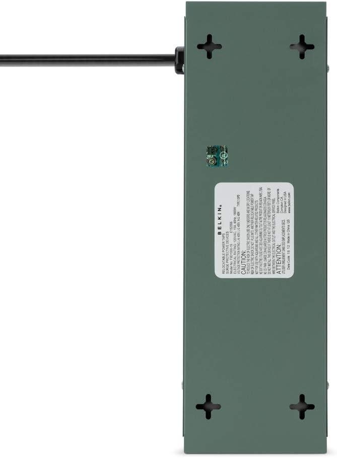 imageBelkin Power Strip Surge Protector 10 AC Outlets 15ft Heavy Duty Metal Extension Cord with Wall Mount Holes for Home Office Travel Computer Desktop Laptop amp Phone Charging Brick1 Pack