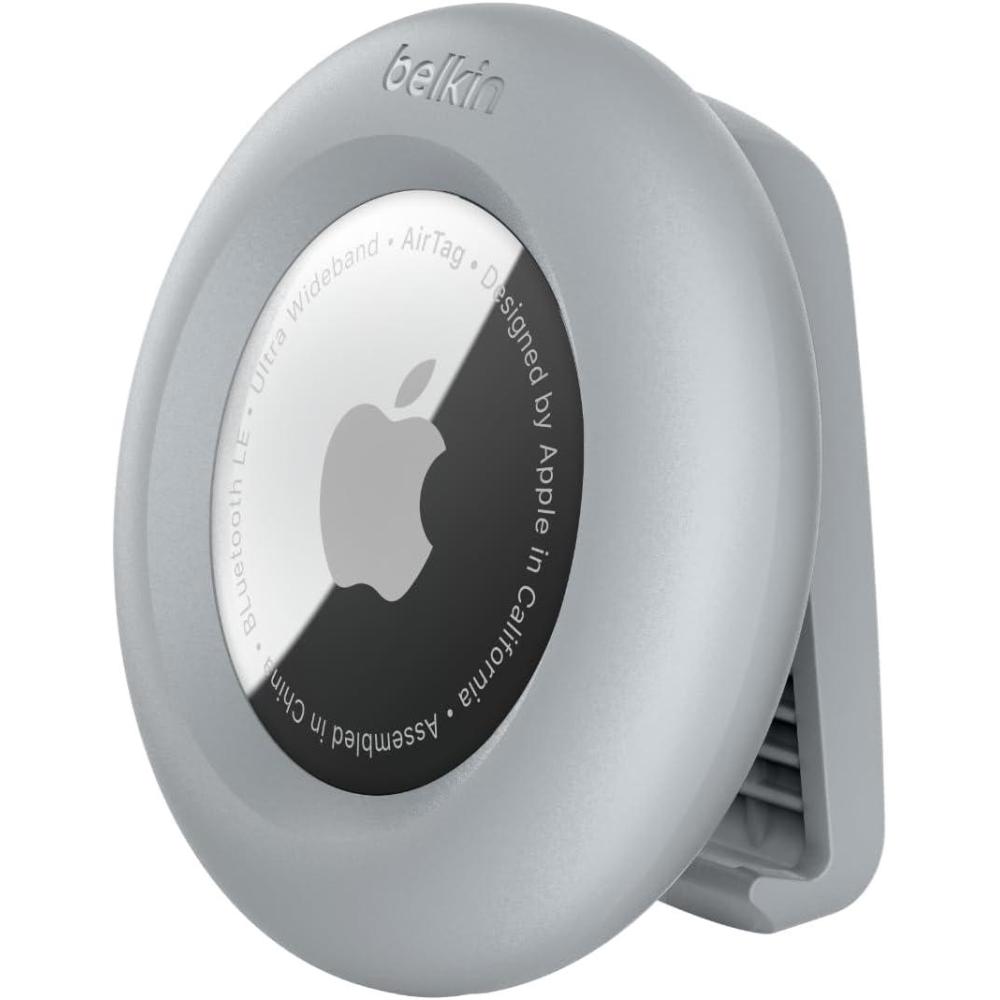 imageBelkin Apple AirTag Case with Clip Secure Holder Protective Case with Key Fob Key Ring Accessories with Scratch Protection Dark Greylightgrey