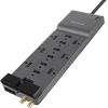 Belkin 12-Outlet Power Strip Surge Protector with 10-Foot Cord and Telephone, Ethernet, Coaxial Protection, BE112234-10, Gray -(Pack of 3)(3 Pack)