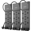 Belkin 12-Outlet Surge Protector Power Strip w/ 12 AC Outlets & 8ft Flat Plug, UL-Listed Heavy-Duty Extension Cord for Home, Office, Travel, Computer, Laptop, Charger – 3,940 Joules, Pack of 3(3 Pack)