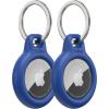 Belkin Apple AirTag Secure Holder with Key Ring – Durable Scratch Resistant Case With Open Face & Raised Edges – Protective AirTag Keychain Accessory For Keys, Pets, Luggage, Backpacks -2 Count Black(Blue)