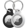 Belkin Apple AirTag Secure Holder with Key Ring – Durable Scratch Resistant Case With Open Face & Raised Edges – Protective AirTag Keychain Accessory For Keys, Pets, Luggage, Backpacks -2 Count Black(Black/White)