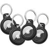Belkin Apple AirTag Secure Holder with Key Ring – Durable Scratch Resistant Case with Open Face & Raised Edges – Protective AirTag Keychain Accessory for Keys, Pets, Luggage, Backpacks – 4-Pack Black(Black)