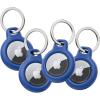 Belkin Apple AirTag Secure Holder with Key Ring – Durable Scratch Resistant Case with Open Face & Raised Edges – Protective AirTag Keychain Accessory for Keys, Pets, Luggage, Backpacks – 4-Pack Black(Blue)