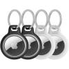 Belkin Apple AirTag Secure Holder with Key Ring – Durable Scratch Resistant Case with Open Face & Raised Edges – Protective AirTag Keychain Accessory for Keys, Pets, Luggage, Backpacks – 4-Pack Black(Grayscale)