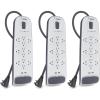 Belkin USB Power Strip Surge Protector – 12 AC Multiple Outlets & 2 USB Ports – 6 ft Long Flat Plug Extension Cord for Home, Office, Travel, Computer Desktop & Charging Brick – White (3,996 Joules)(With USB-A  3 Pack)