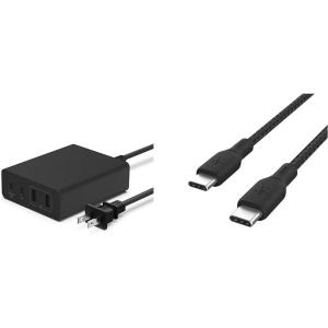 Belkin 108W 4-Port GaN Charger, 2M Fast Charging Cable – Black Charging Station for MacBook Pro, iPad, iPhone, Laptops