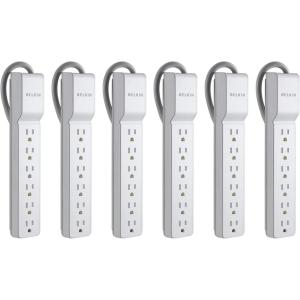 Belkin 6-Outlet Surge Protector Power Strip, 6ft Cord, 360° Rotating Plug – 1080 Joules Protection(6 ft – 6 Pack)