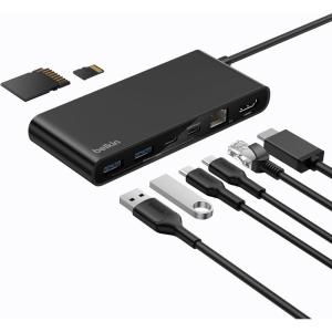 Belkin Connect 8-Port USB C Hub, Supports Display w/Resolutions up to 4K@60Hz – Works with Mac, Windows, and Chromebook – 100W PD w/ 10Gbps Data Transfer Speeds & 2.5Gbps Ethernet – Black