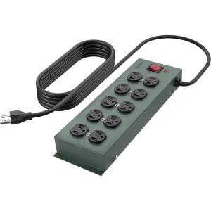 Belkin Power Strip Surge Protector – 10 AC Outlets, 15ft Heavy Duty Metal Extension Cord with Wall Mount Holes for Home, Office, Travel, Computer Desktop, Laptop & Phone Charging Brick(1 Pack)