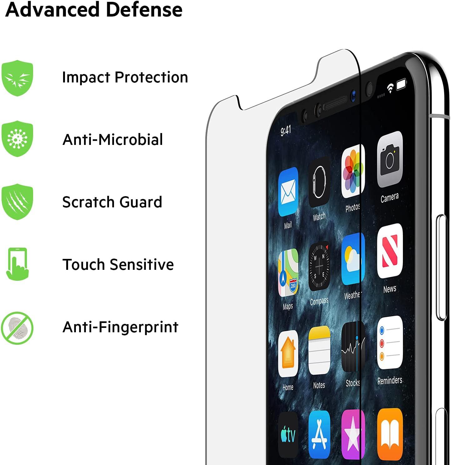 imageBelkin Screen Protector for Apple iPhone 11 Pro Max or iPhone XS Max with AntimicrobialTreated and Included Easy Align Tray for Simple Bubble Free Installation ScreenForce TemperedGlassiPhone 11 Pro Max