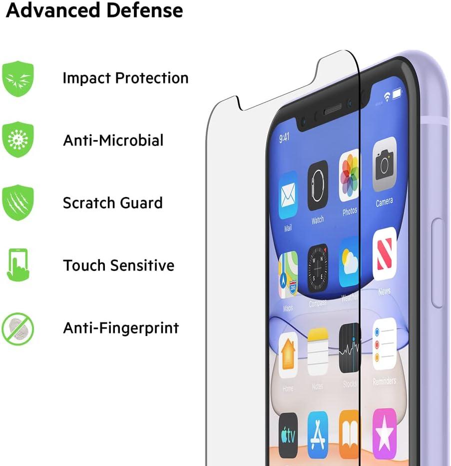 imageBelkin Screen Protector for Apple iPhone 11 Pro Max or iPhone XS Max with AntimicrobialTreated and Included Easy Align Tray for Simple Bubble Free Installation ScreenForce TemperedGlassiPhone 11