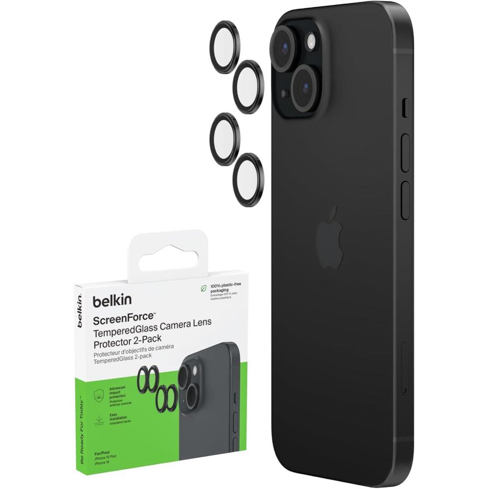 imageBelkin ScreenForce TemperedGlass Camera Lens Protector for Apple iPhone 15 15 Plus CaseCompatible Tempered Glass Lens Cover Apple iPhone Accessories 2pack