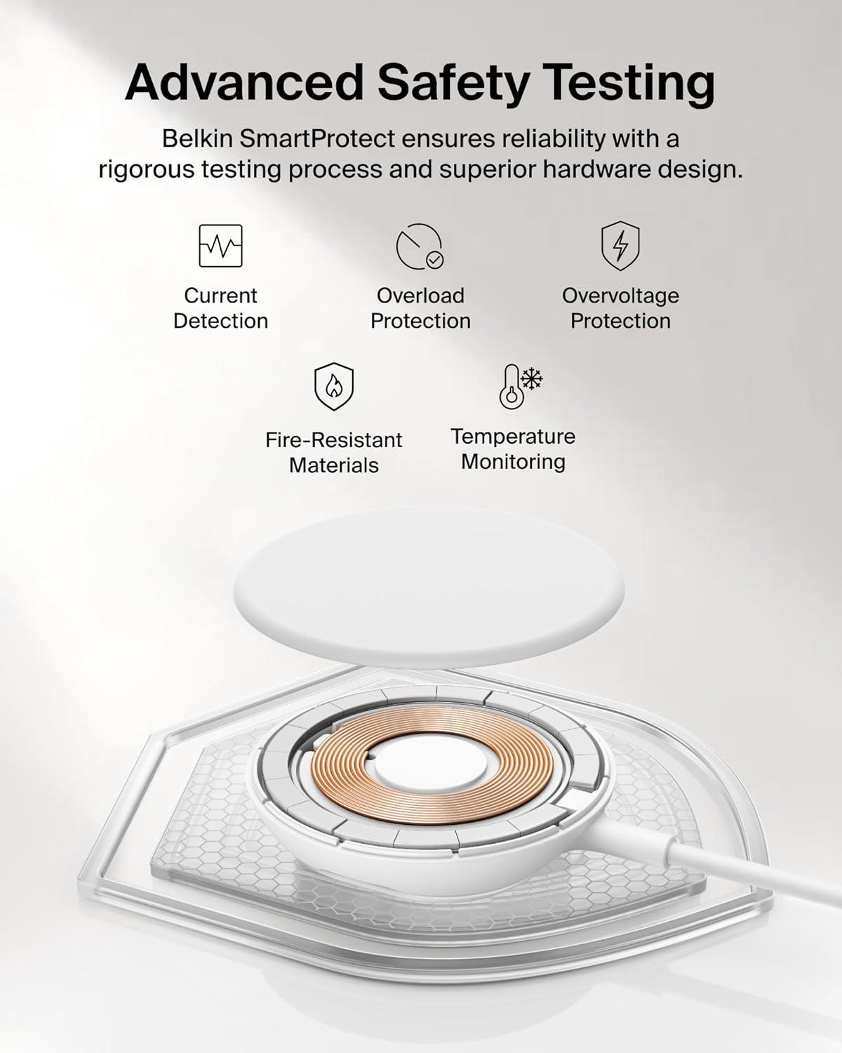 imageBelkin MagSafe Charger Magnetic iPhone Charger w Qi2 25W Fast Wireless Charging Pad wKickstand for iPhone 17 Series Samsung Galaxy Pixel 10 AirPods Pro Travel No Power Adapter WhiteWhite