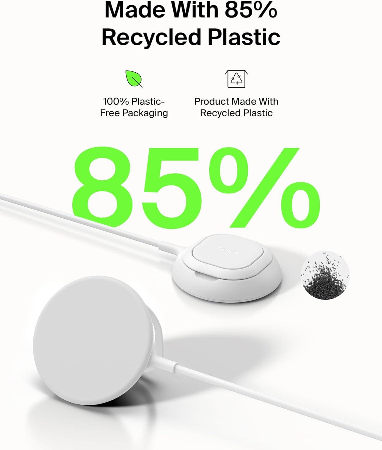 imageBelkin MagSafe Charger Magnetic iPhone Charger w Qi2 25W Fast Wireless Charging Pad wKickstand for iPhone 17 Series Samsung Galaxy Pixel 10 AirPods Pro Travel No Power Adapter WhiteWhite